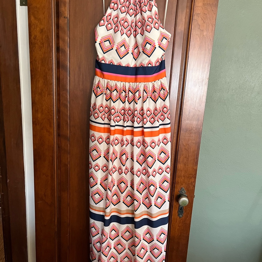 Eliza J Pink Orange Geometric Maxi Dress